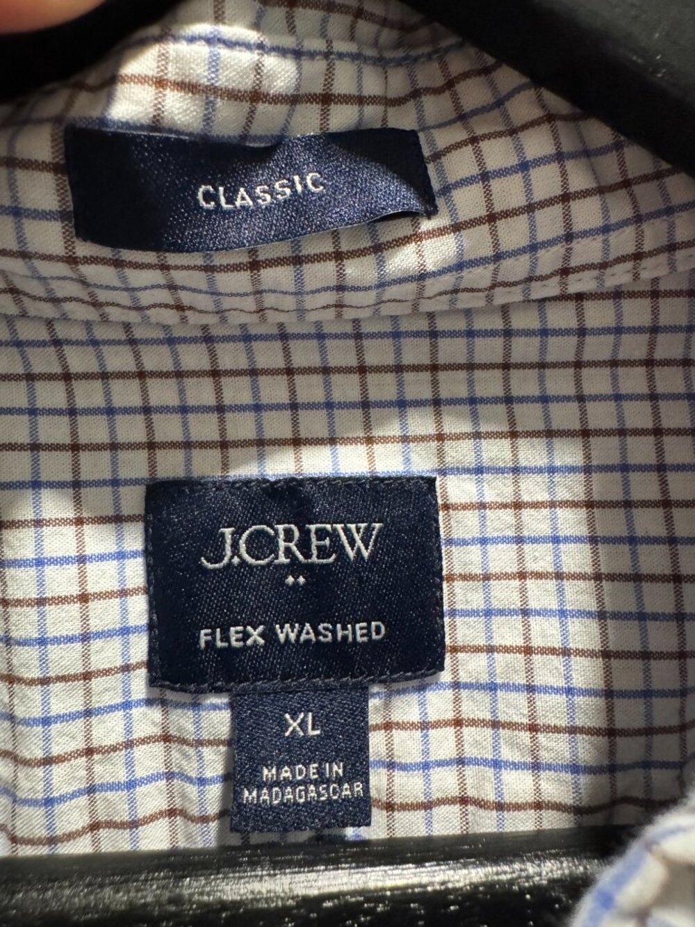 J.Crew Flex Washed Classic Fit Men’s XL Blue Brown Check Shirt